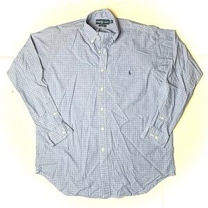 Polo Ralph Lauren Shirt Mens Medium Blue Plaid Blake‎ Button Down Pony Oxford
